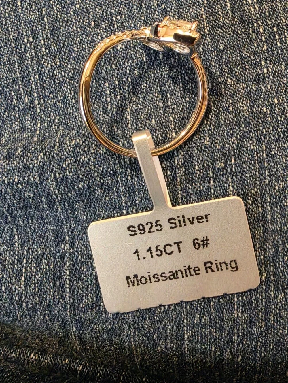 NWT Double Pear Shaped 1.15CT Moissanite 925 Silver Ring Size 6.